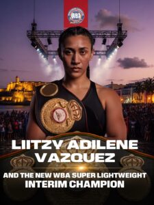 Litzy Vázquez Ochoa after capturing the WBA interim super lightweight title