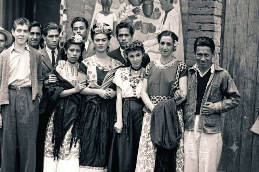 Frida Kahlo with Los Fridos, including Arturo García Bustos, circa 1943
